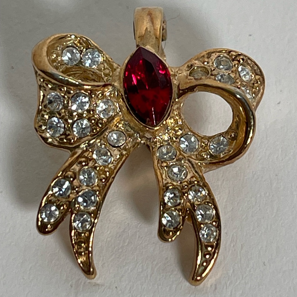 Vintage Roman Signed Faux Ruby And Diamond Pendant 20$
